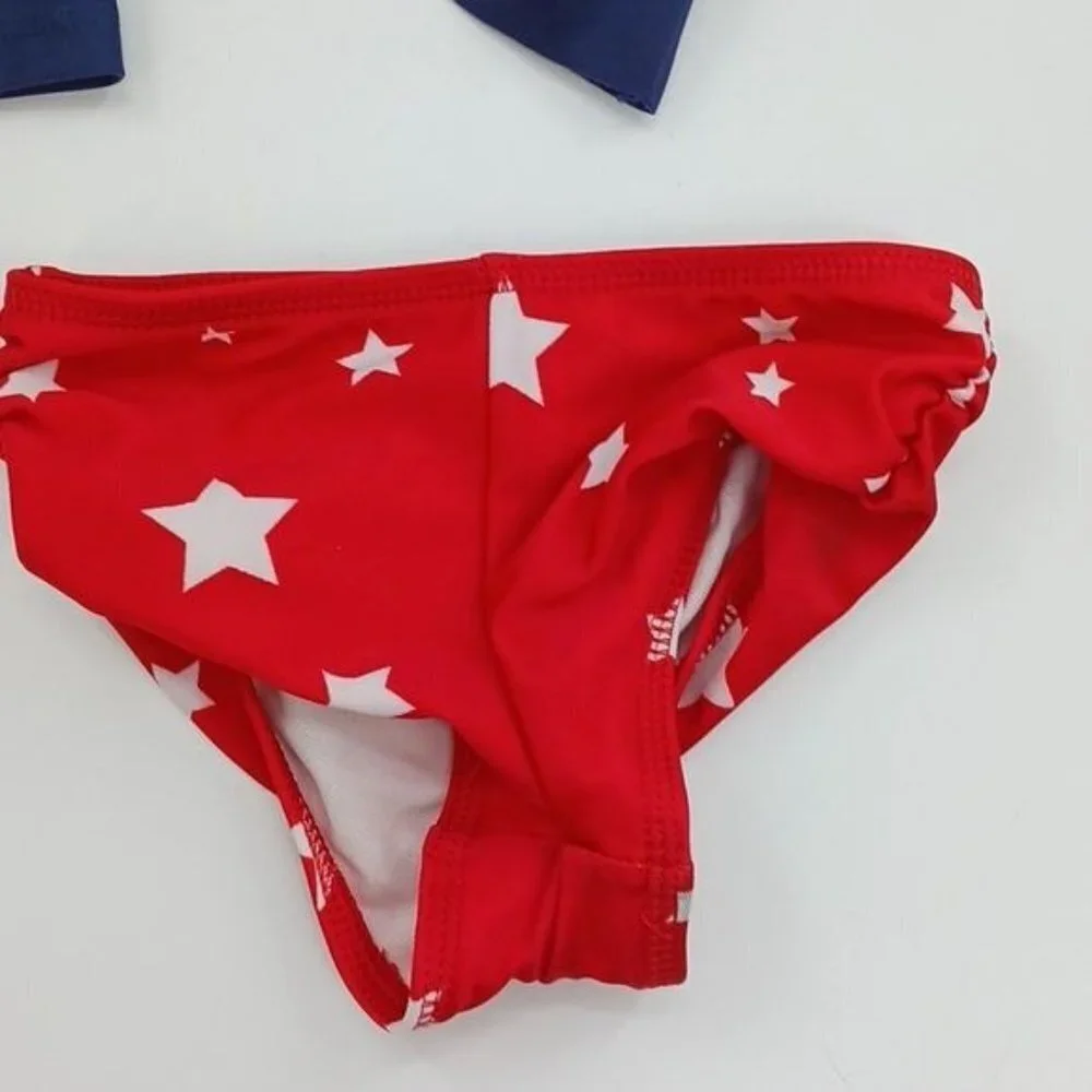 Cat & Jack Swimsuit Red White Blue Patriotic Unicorn 2 Piece Baby Girl Size 12M